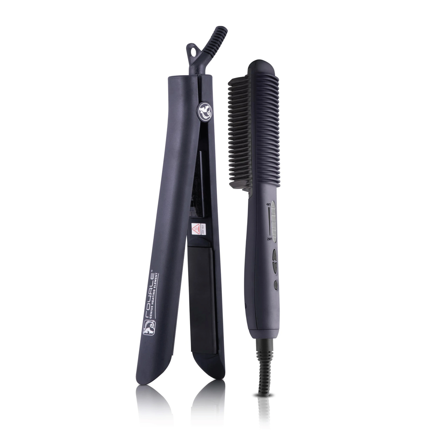 Black-Duet-Set---Platinum-Flat-Iron-+-Platinum-Heating-Brush