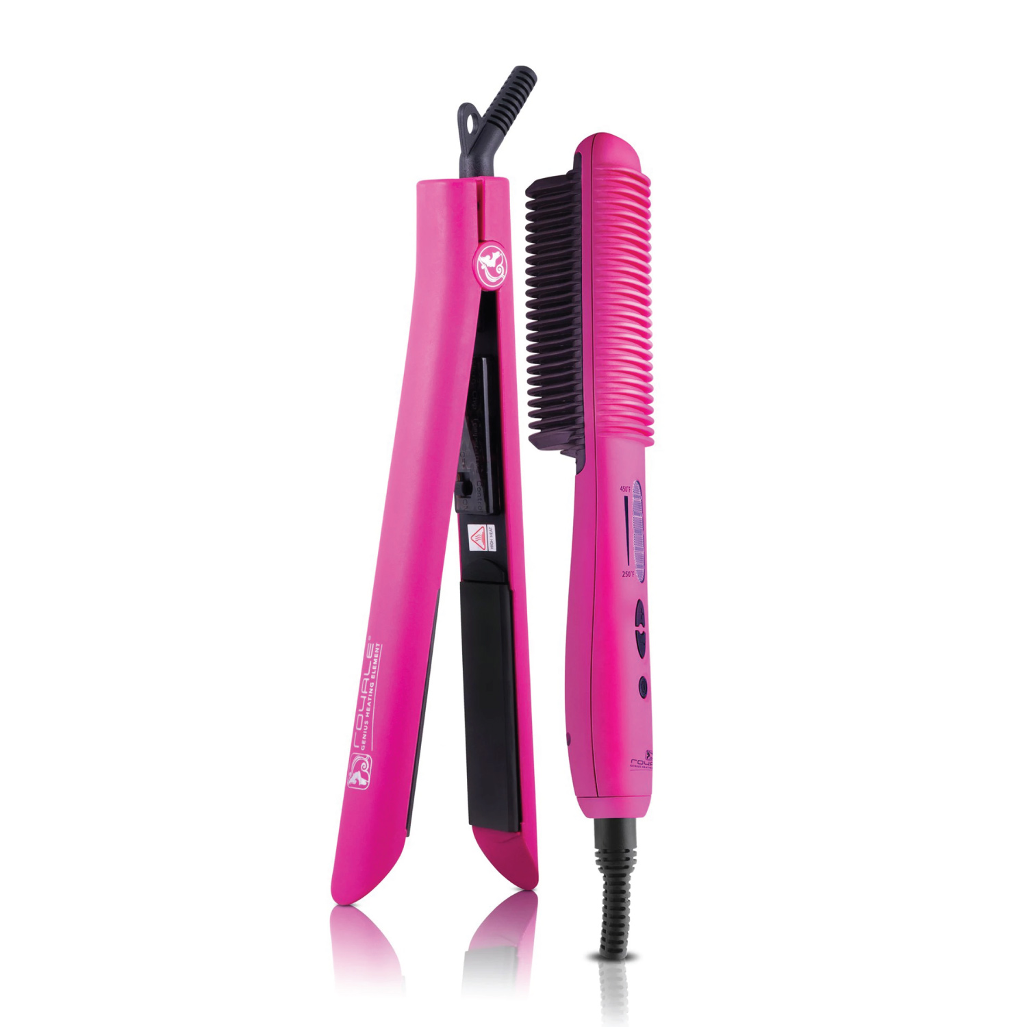 HotPink-Duet-Set---Platinum-Flat-Iron-+-Platinum-Heating-Brush