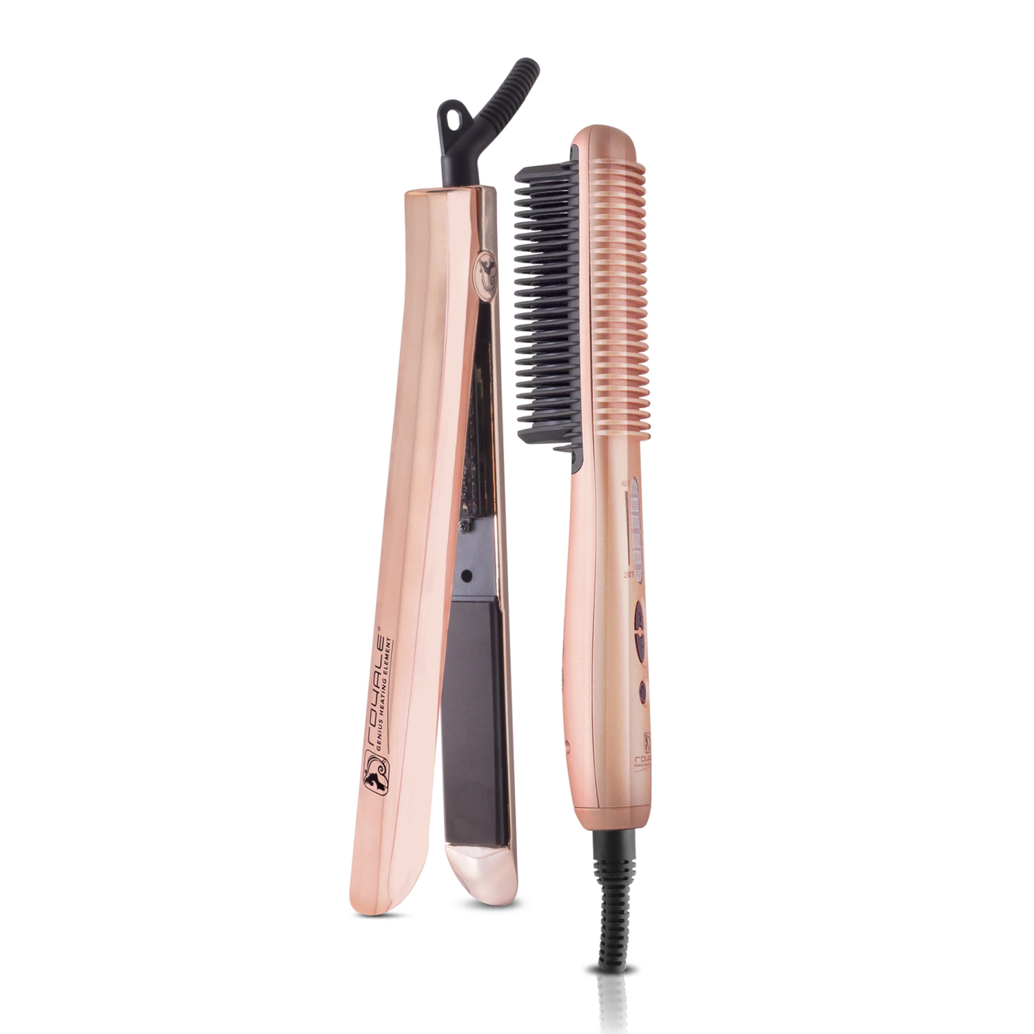 SparkingRoseGold-Duet-Set---Platinum-Flat-Iron-+-Platinum-Heating-Brush